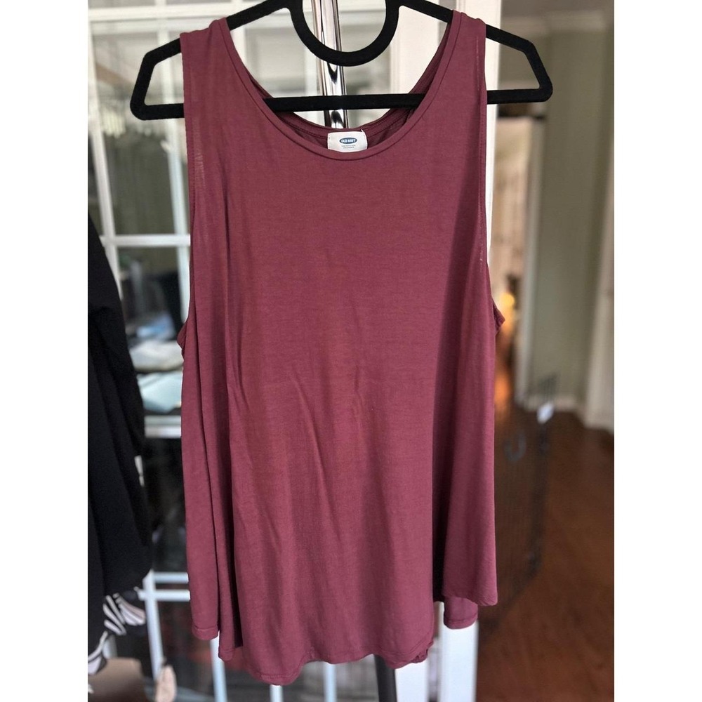Old Navy Tank Top Womens XXL Maroon Sleeveless Round Neck Solid Rayon Basic